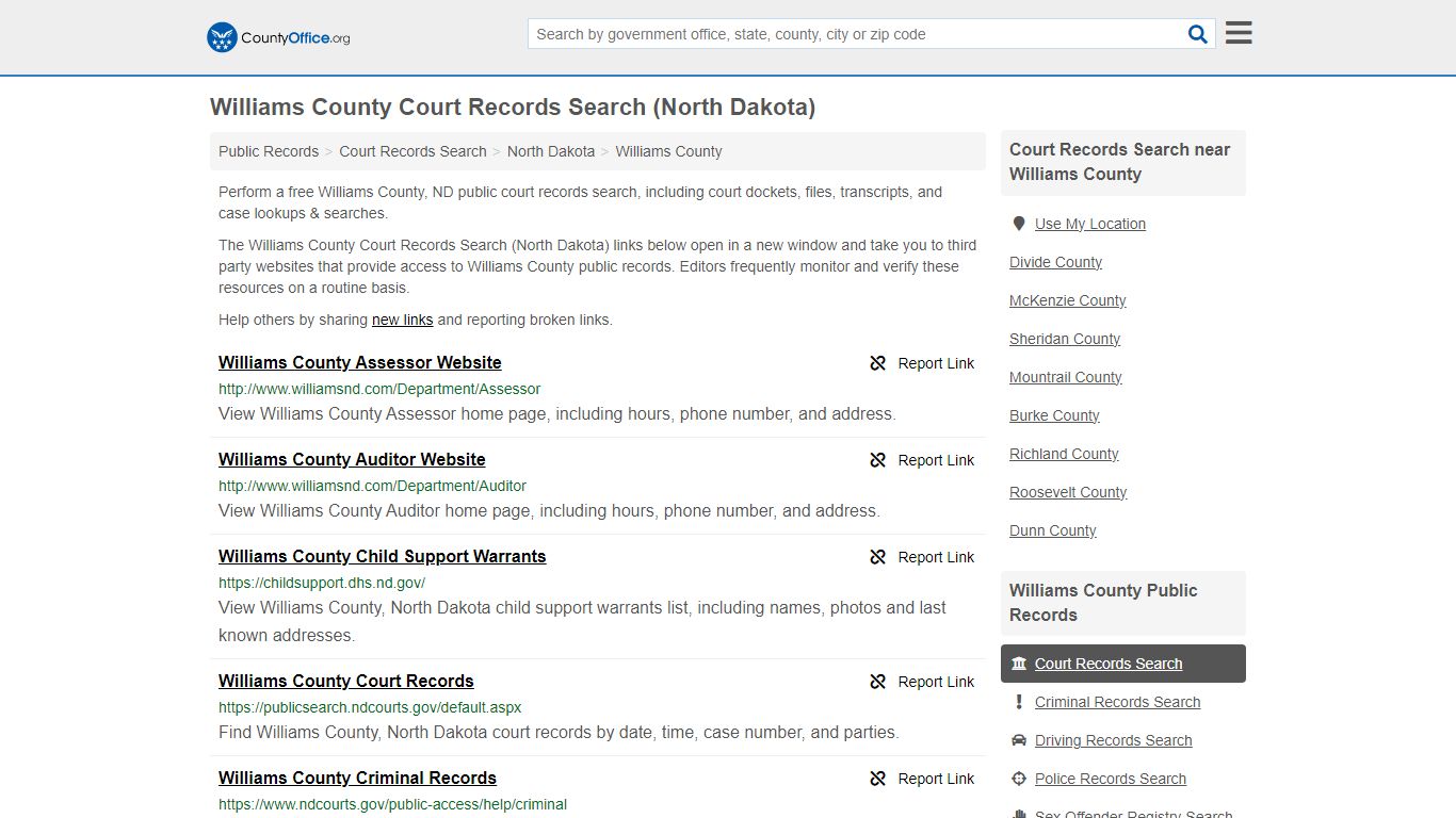 Court Records Search - Williams County, ND (Adoptions, Criminal, Child ...